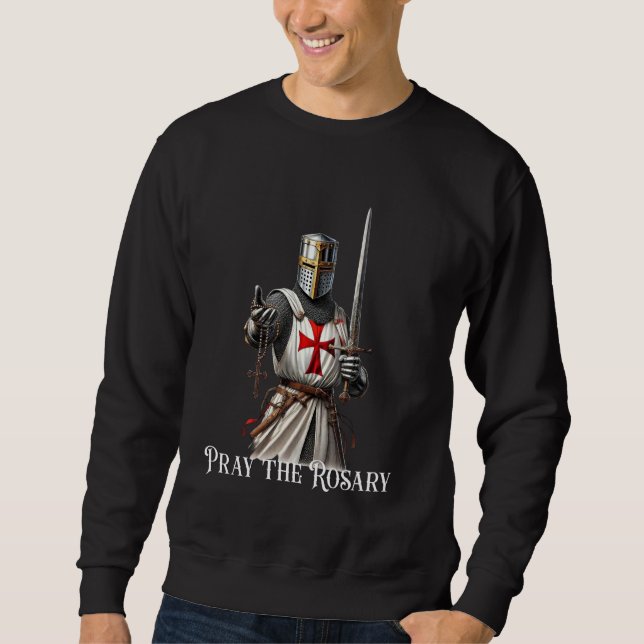 Katolsk Knight Templar Latin Crusader Kor Lång Ärmad Tröja (Framsida)