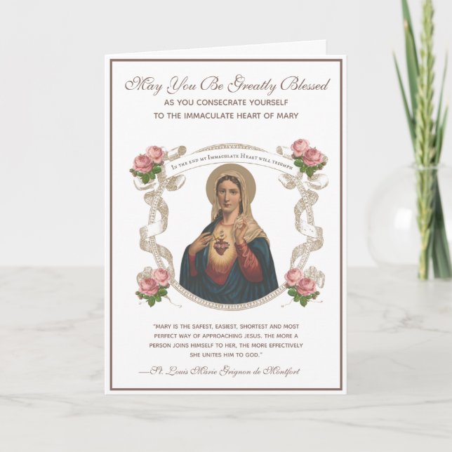 Katolsk konsekration till Immaculate Mary Religiös Kort (Framsida)