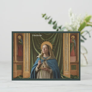 Katolsk konst Helgonkort   Sankta Etheldreda Inbjudningar