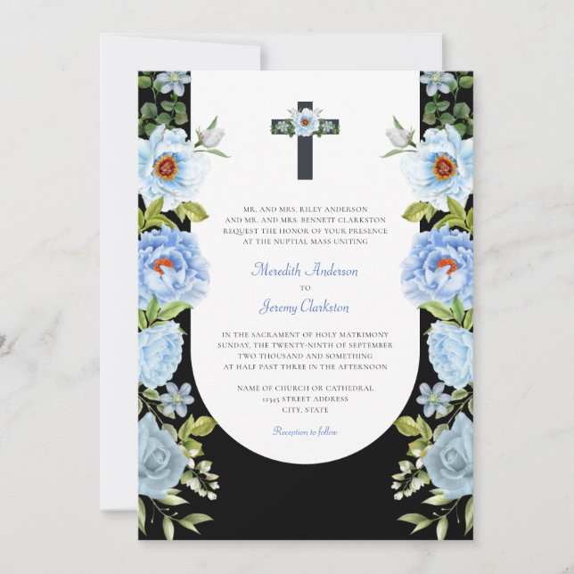 Katolsk Kor Nuptial Mass Religiösa Bröllop Inbjudningar (Framsida)