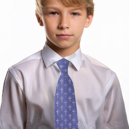 Katolsk kors Violett Falskt Silver Lila Kommunion Slips