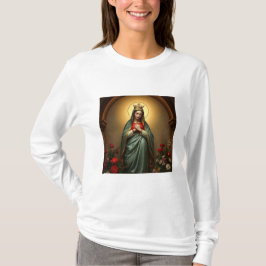 Katolsk Kvinnors Långärmad T-Shirt med Drottningen