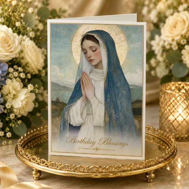 Katolsk Lyckoönska till Maria Religiös Födelsedags Kort (Skapare uppladdad)