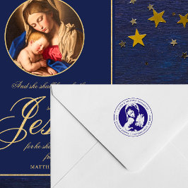 Katolsk madonna och Child Blue-Returadress Självfärgande Stämpel