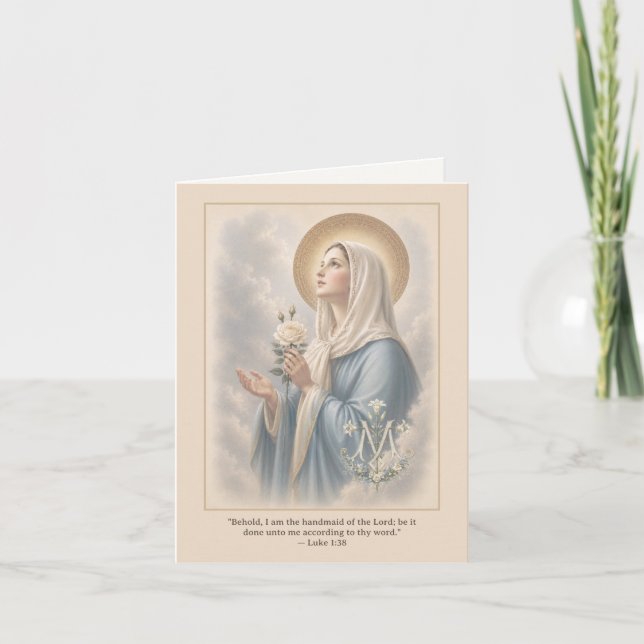 Katolsk Mariamonogram Saliga Maria Tack Kort (Framsida)