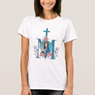 Katolsk Marian Kor Virgin Mary Rosa ros T Shirt