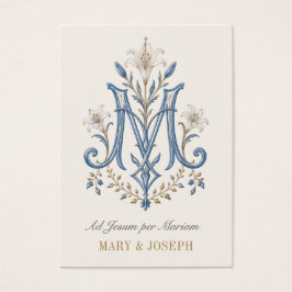 Katolsk marian monogram bröllopsbönkort visitkort