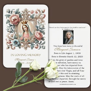 Katolsk Mary Blommigt Funeral Memorial Heliga Card Visitkort