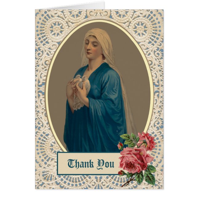 Katolsk Mary Funeral Sympathy Heliga Card-Tack Hälsningskort (Framsidan)