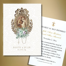Katolsk Mary Joseph Blommigt Bröllop Prayer-kort Visitkort