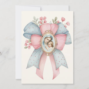 Katolsk Mary och Jesus Blommigt Rosa Blue