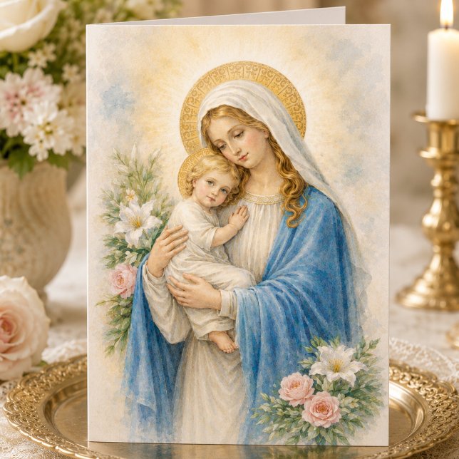 Katolsk Mary och Jesus religiös födelsedagskort Kort (Skapare uppladdad)