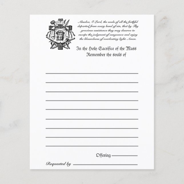 Katolsk massa Alla själar minnet av döden (Framsida)
