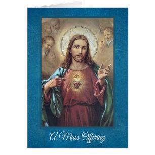 Katolsk mässa för Sacred Heart-erbjudande kort