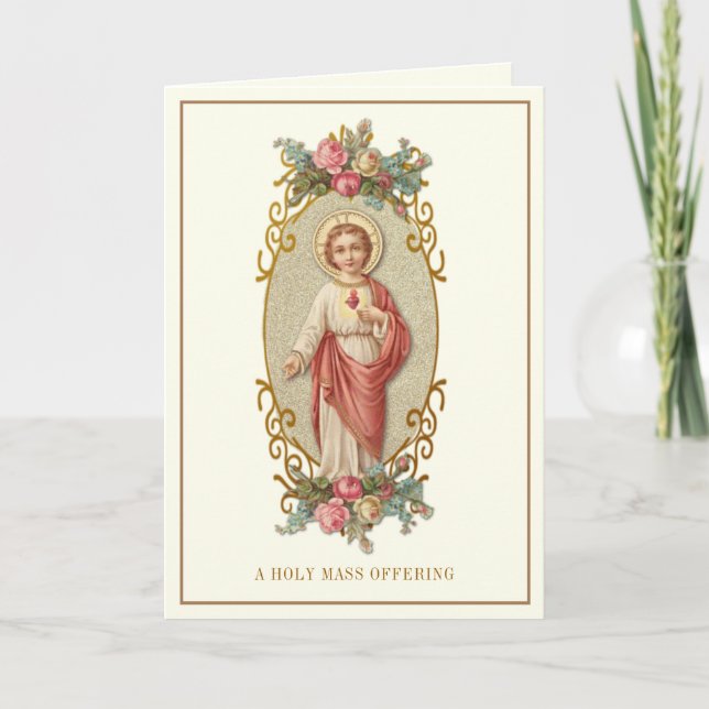 Katolsk massa som ger Helig Heart Jesus Kort (Framsida)