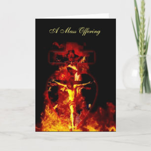 Katolsk massa som ger Jesus Crucifix Heliga Trinit Tack Kort