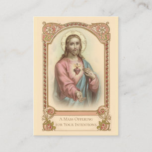 Katolsk massa som ger Jesus Heliga-kort Visitkort
