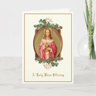 Katolsk massa som ger Jesus Holding Eucharist Kort