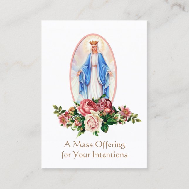 Katolsk massa som ger Virgin Mary-Heliga kort (Framsida)