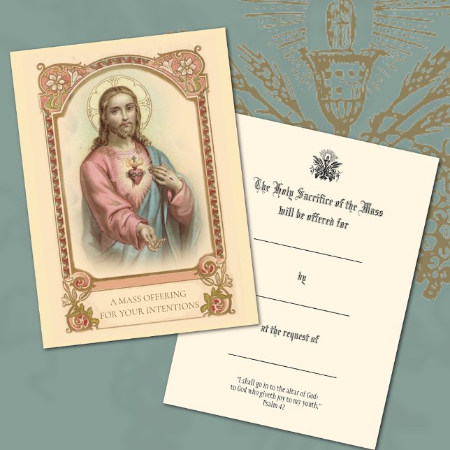 Katolsk mässaerbjudande Jesus Heliga Kort (Easy to personalize! )