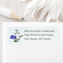 Katolsk misty-Blue & Grönt Monogrammad Returadress Etikett