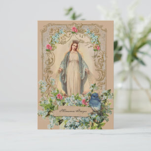Katolsk Mor Mary Blommigt Memorare Prayer Inbjudningar
