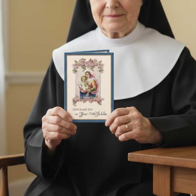 Katolsk Nunna Jubileumsdag Virgin Mary Rosor Kort (Skapare uppladdad)