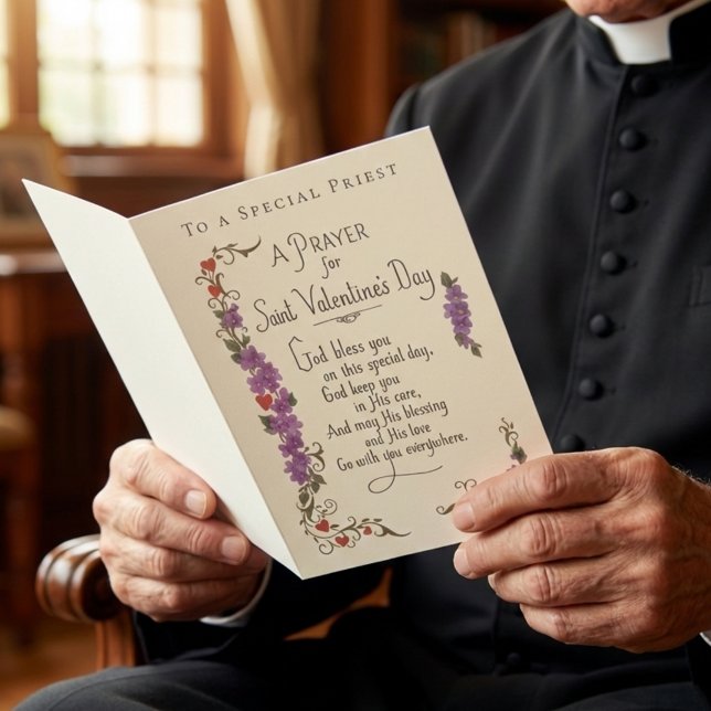 Katolsk präst Alla hjärtans dag religiös Helgkort (Skapare uppladdad)
