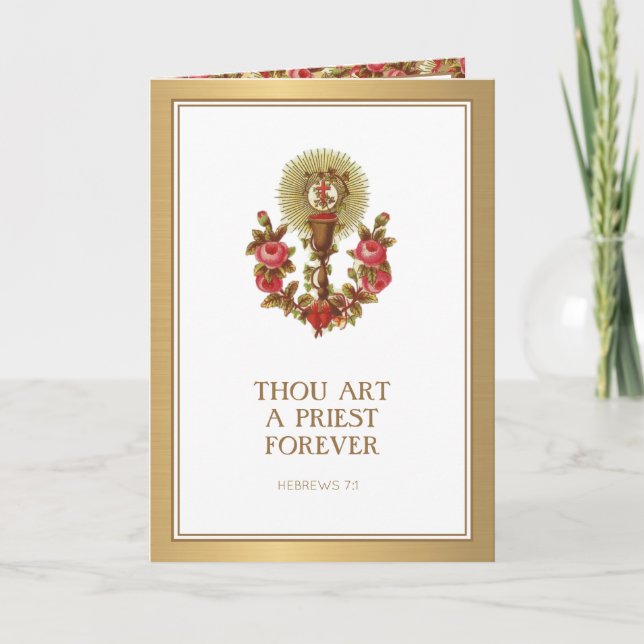 Katolsk präst årsdag för vigning rosor kort (Framsida)