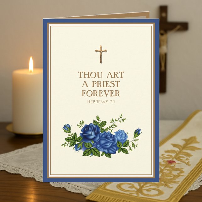 Katolsk Präst Jubileum Prästvigning Kors Crucifix Kort (Skapare uppladdad)