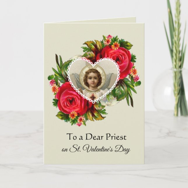 Katolsk präst på St. Valentines day Helgkort (Framsida)