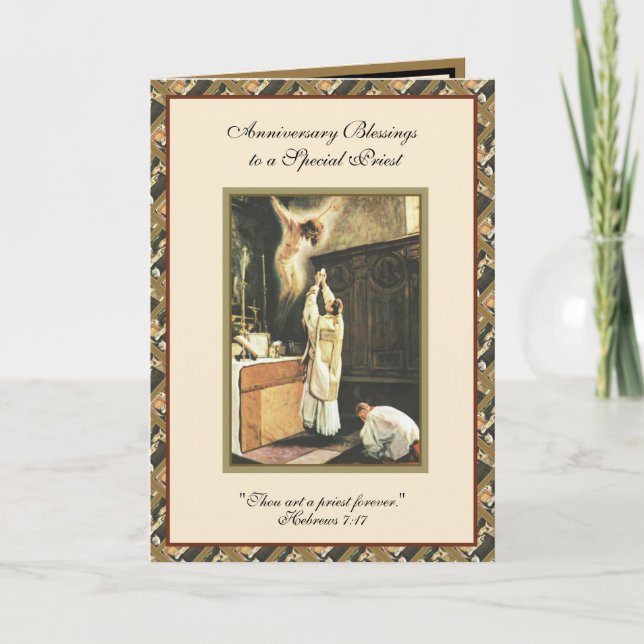 Katolsk präst som förrättar mässa - vigning kort (Framsida)