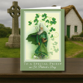 Katolsk präst St. Patrick's Day Shamrocks Kort