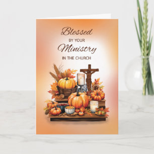 Katolsk präst Thanksgiving med Crucifix Pumpkin Kort