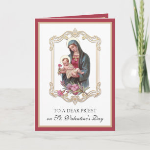 Katolsk präst Valentines day Virgin Mary Jesus Helgkort