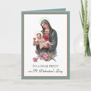 Katolsk präst Valentines day Virgin Mary Jesus Helgkort