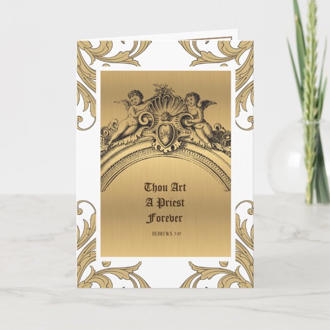 Katolsk prästjubileum för prästvigning änglakort kort (Framsida)