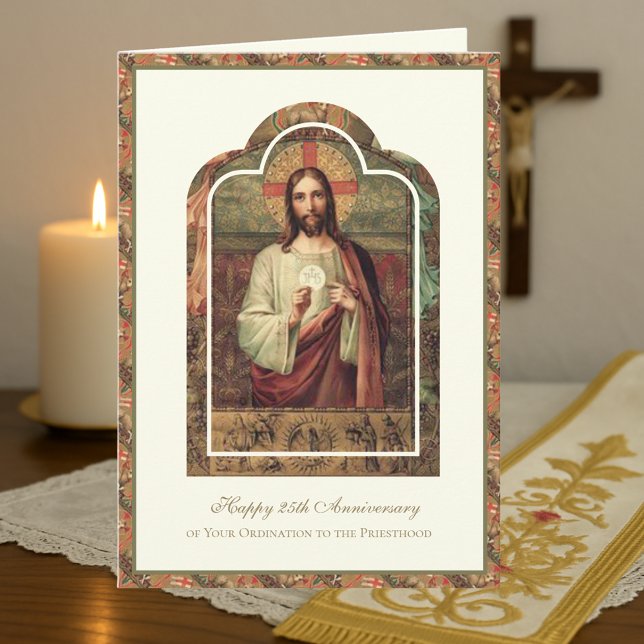 Katolsk prästjubileum för prästvigning Diakon  Bil Kort (Skapare uppladdad)