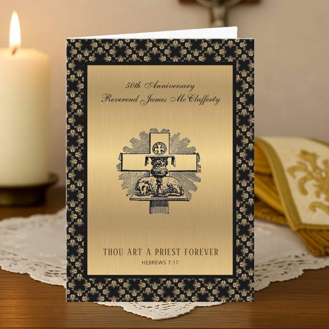 Katolsk prästjubileum för prästvigning Elegant bil Kort (Skapare uppladdad)