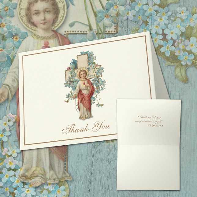 Katolsk prästvigning Heliga Hjärtans orden Helgkort (Sacred Heart of Child Jesus Traditional Catholic Thank You Stationery Notecard)