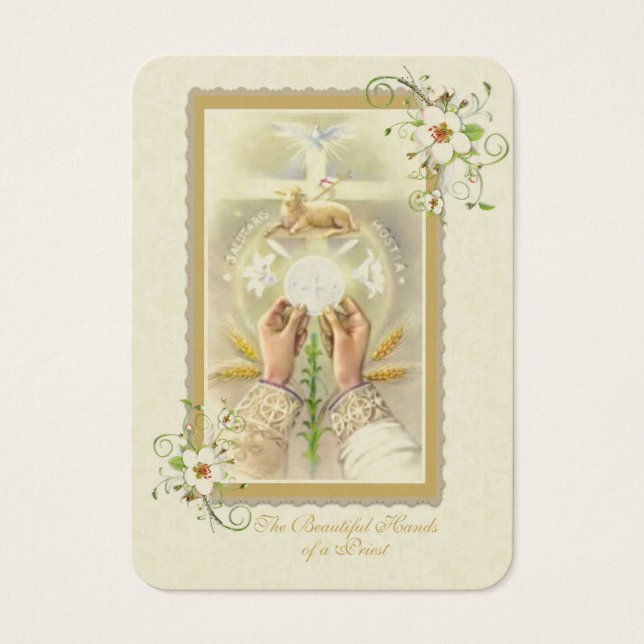 Katolsk Priest Händer Ordination Dikt Visitkort (Framsidan)