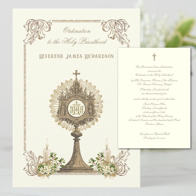 Katolsk Priesthood Ordination Annibröllopsdag Inbjudningar (Beautiful and easy to personalize. )