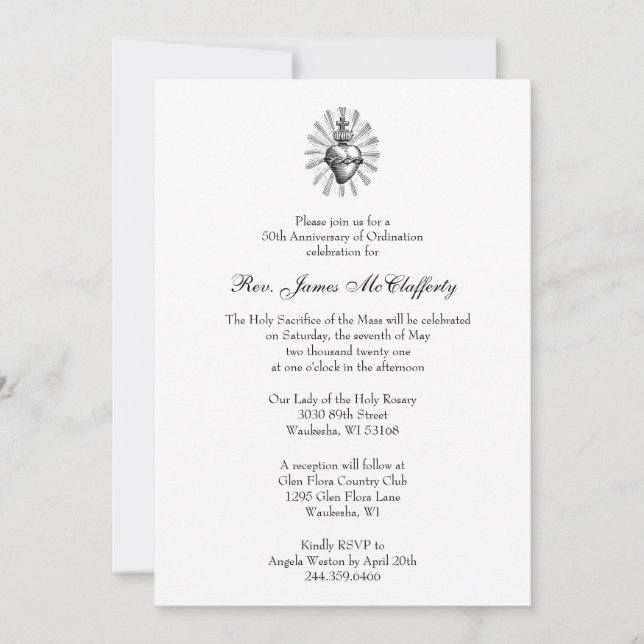 Katolsk Priestordering-jubileum Inbjudningar (Framsida)