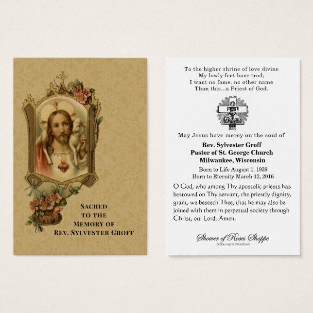 Katolsk prist Jesus begravning Heliga Card Visitkort (Framsida & baksida)