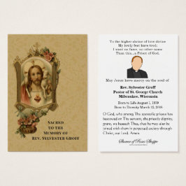 Katolsk prist Jesus begravning Heliga Card Visitkort