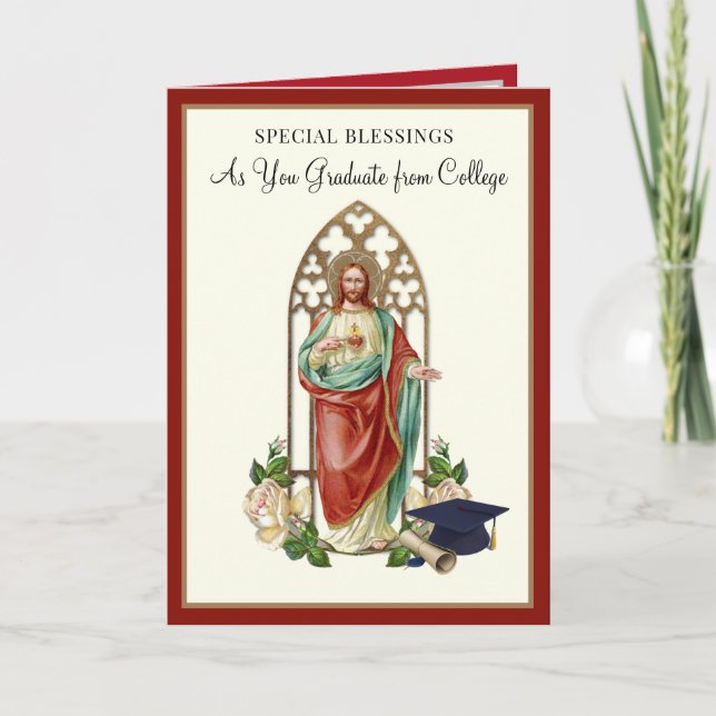 Katolsk Religions Examen Sacred Heart Rosor  Kort (Framsida)