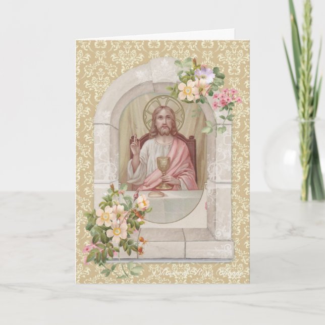 Katolsk religiös Jesus Kommunion Eukaristi Kort (Framsida)