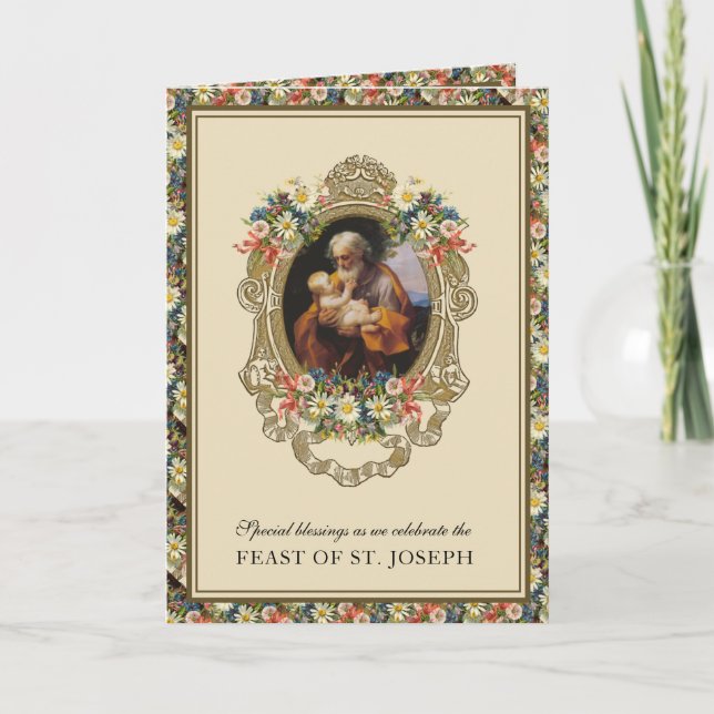Katolsk religiös S:t Josefs högtidsbönkort Kort (Framsida)