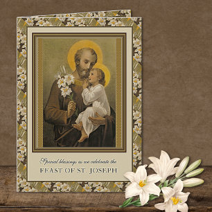 Katolsk religiös S:t Josefs högtidsbönkort Kort