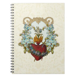 Katolsk Religiösa Heart of Mary Vintage Blommigt  Anteckningsbok